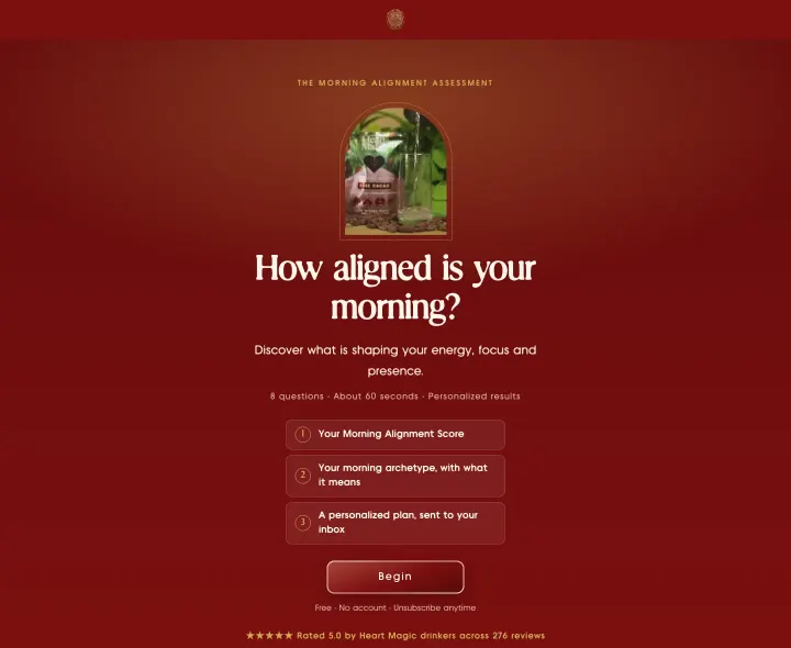 The Morning Alignment quiz start page: How aligned is your morning?